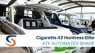 Cigarette Racing Team 42 Huntress Elite with SureShade Boat Shade
