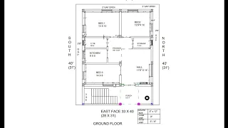 28 × 40 east face plan with window size with opening details