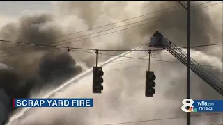 Black smoke seen pluming from scrapyard in East Tampa