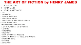 THE ART OF FICTION by HENRY JAMES