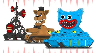 SIREN HEAD - FREDDY - HUGGY WUGGY - Cartoons about tanks