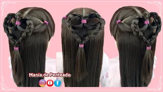 Penteado de Coração Fácil com Tranças 💖| Heart Hairstyle with Braids 💖| Hairstyle for Girls💖