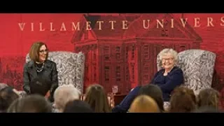 Oregon governors Kate Brown and Barbara Roberts speak at Willamette University