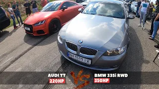 Audi TT 220hp vs BMW 335i stage 1 RWD 350HP