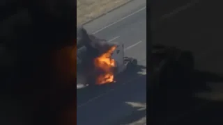 Stolen big rig chase comes to fiery end