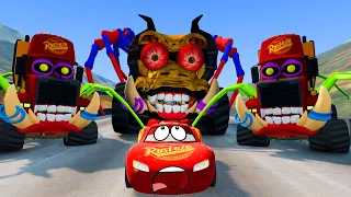 👹Pixar Cars Eater Monsters 😭Wanted To Destroy All Pixar Cars😱 | BeamNG Drive (compilation) #7