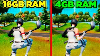 É POSSIVEL JOGAR FORTNITE COM 4GB RAM VS 6GB RAM VS 8GB RAM VS 12GB RAM VS 16GB RAM