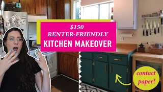 AMAZING RENTER-FRIENDLY KITCHEN MAKEOVER ON A BUDGET ($150) | EASY DIY W/ CONTACT PAPER CABINETS