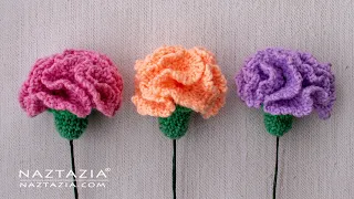 HOW to CROCHET a CARNATION FLOWER - Fast and Easy Flowers for a Wedding and Prom Bouquet by Naztazia