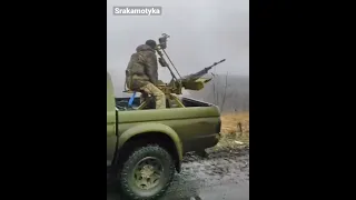 Pickup-mounted ZPU-1 12.7mm antiaircraft gun in Ukrainian service