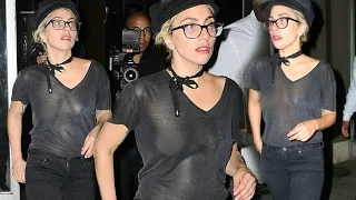 Lady Gaga B00Bies Show In Braless Sheer Top!