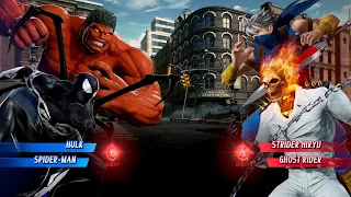 Red Hulk & Black Spider-man vs Strider Hiryu & Ghost Rider - Marvel vs Capcom: Infinite All Costumes