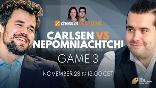 Carlsen - Nepomniachtchi | Game 3 | World Chess Championship | Judit Polgar & Anish Giri