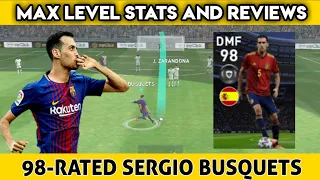 98 RATED SERGIO BUSQUETS MAX Level Stats and Reviews | PES 2020 MOBILE | TRAINING MAX BUSQUETS TO 98