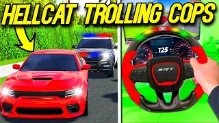 Roblox Roleplay - TROLLING COPS WITH 1000HP HELLCAT USING A STEERING WHEEL!