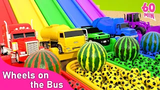 Wheels on the Bus🚌 Color Balls Song! | Big Eggs, Colored Soccer Balls | Nursery Rhymes & Kids Songs🎶