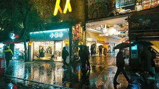 Rainy Night Insadong Alleys in Seoul City | Rain Drop Sounds 4K HDR