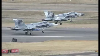 Rare!!! 3 USN McDonnell Douglas F/A-18 Hornets VFC-12 "Fighting Omars" Takeoff From PDX