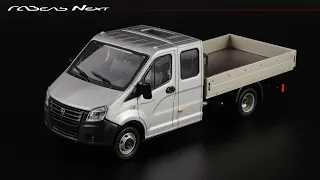 ГАЗель Next A22R33 бортовая длиннобазная двухрядная • LENMODEL • НАП • Наш автопром • Масштаб 1:43