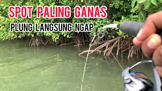 MANCING DI MUARA PAKAI PERAHU BUTUT MENEMUKAN SARANG IKAN PREDATOR