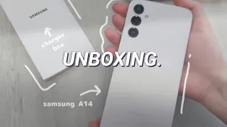 Samsung A14 (silver, 128gb) unboxing aesthetic asmr + applying theme and decorating 📦📱