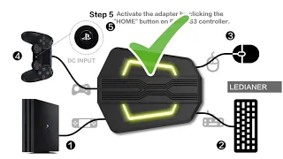 LEDIANER Keyboard and Mouse Adapter for PS4PS3 Xbox One PS3, Nintendo Switch Set Up