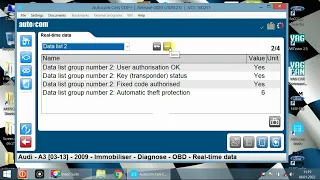 Autocom 2020.23 - Audi A3 1.4TFSI - Immobiliser - Real Time Data
