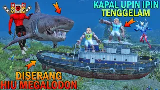 KAPAL UPIN IPIN TENGGELAM DI LAUT DI SERANG HIU MEGALODON, SPEAKERMAN KALAH - GTA 5 BOCIL SULTAN