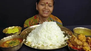 BIGBITES,EATING RICE WITH KATLA KALIA,SPICY 🔥🔥 MUTTON KOSHA,DAL,ALUPOSTO।।