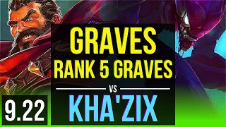 GRAVES vs KHA'ZIX (JUNGLE) | Rank 5 Graves, KDA 9/0/6, Legendary | NA Challenger | v9.22