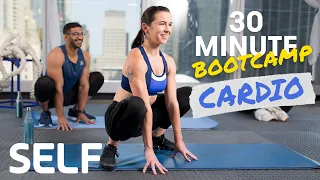 30 Minute Bodyweight Cardio Bootcamp Workout - No Equipment With Warm-Up & Cool-Down | SELF