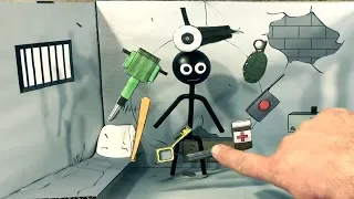 Stickman  Jailbreak in real life. Cardboard game. DIY