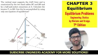 3-67 Chap 3 Equilibrium 3D Solved Problems Engineering Statics Meriam 7th Edition Engineers Academy