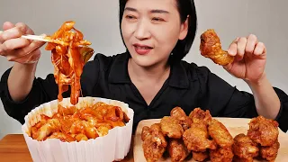 ASMR 사랑스런 꿀조합! 엽떡 허니콤보 먹방 리얼사운드 SPICY TTEOKBOKKI & HONEY CHICKEN MUKBANG EATING SHOW