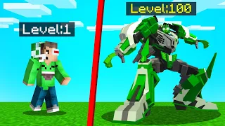 Level 1 vs. Level 100 MEGA ROBOT In Minecraft!