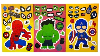 [ToyASMR] Satisfying with Sticker Book Marvel Super Hero Hulk, Spiderman, Iron Man #paperplay #asmr