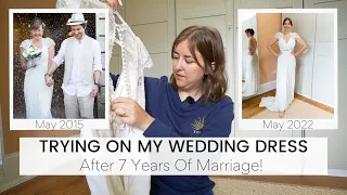 TRYING ON MY WEDDING DRESS - After 7 Years of Marriage! Does It Still Fit? Husband & Family Reaction