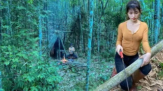 Complete the bamboo shelter alone, make bird trap - bushcraft survival