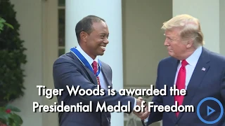 Trump awards Tiger Woods the Presidential Medal of Freedom at the White House