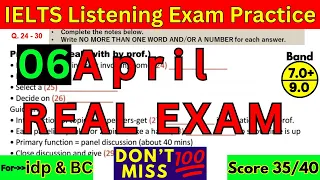 6 April 2024 IELTS Listening Practice Test With Answer Key | IELTS Exam Preparation | BC & IDP