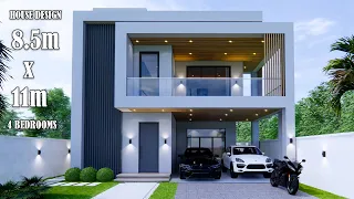 House Design | Modern House 3 Storey  | 8.5m x 11m | 4 Bedrooms