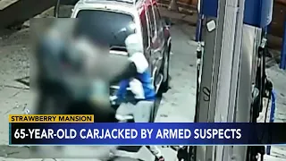 Caught on video: Armed suspects carjack 65-year-old man at gas station