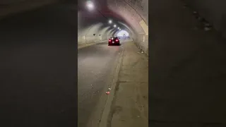 Ford Mustang GT 2022 Active exhaust sound in a tunnel.