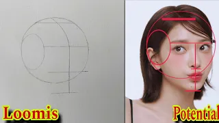 Creating Stunning Beautiful Portrait Using The Loomis Method Drawing ! Durga Painting Studio