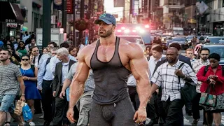 when Massive bodybuilder walks in public places..