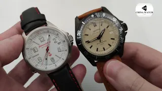 VOSTOK watch  size comparison K39 vs REEF vs old K39 vs K34