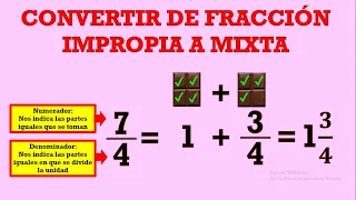 Convertir una fracción impropia a mixta – De fracción impropia a numero mixto – Facil paso a paso