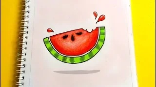 How to draw watermelon Slice for kids easy drawing tutorial