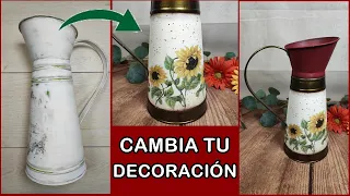 DECOUPAGE and PAINT to change the decoration of a Jug