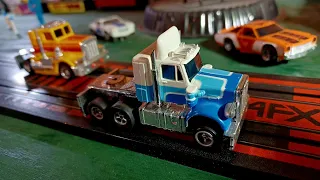 Tyco Peterbilt vs AFX Truck Drags Extreme Bonus Footage HO Slot Cars